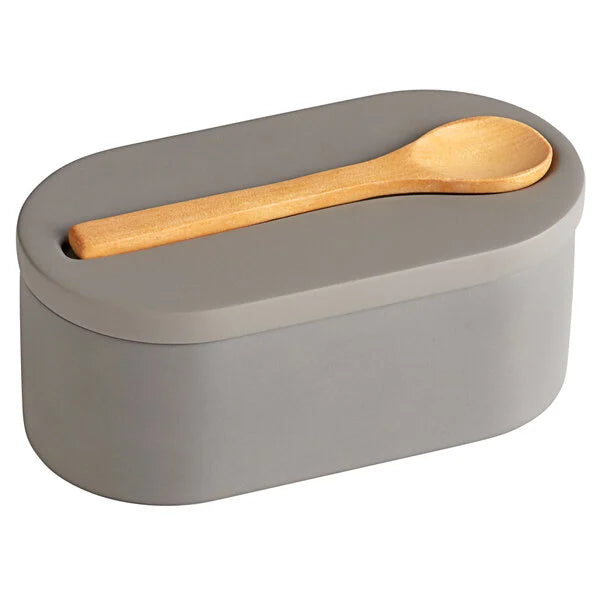 Cement Salt Box Cellar with Wood Spoon Georgetown Olive Oil Co.