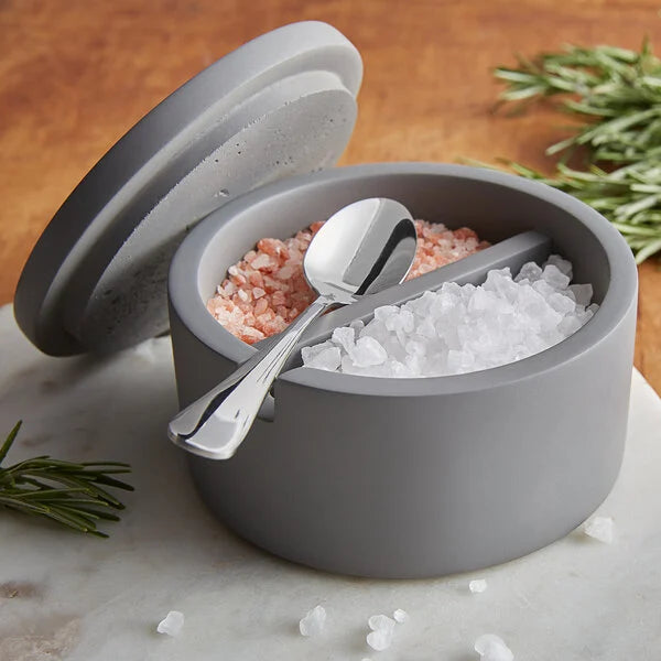 Cement Salt Cellar with Stainless Steel Spoon Georgetown Olive Oil Co.