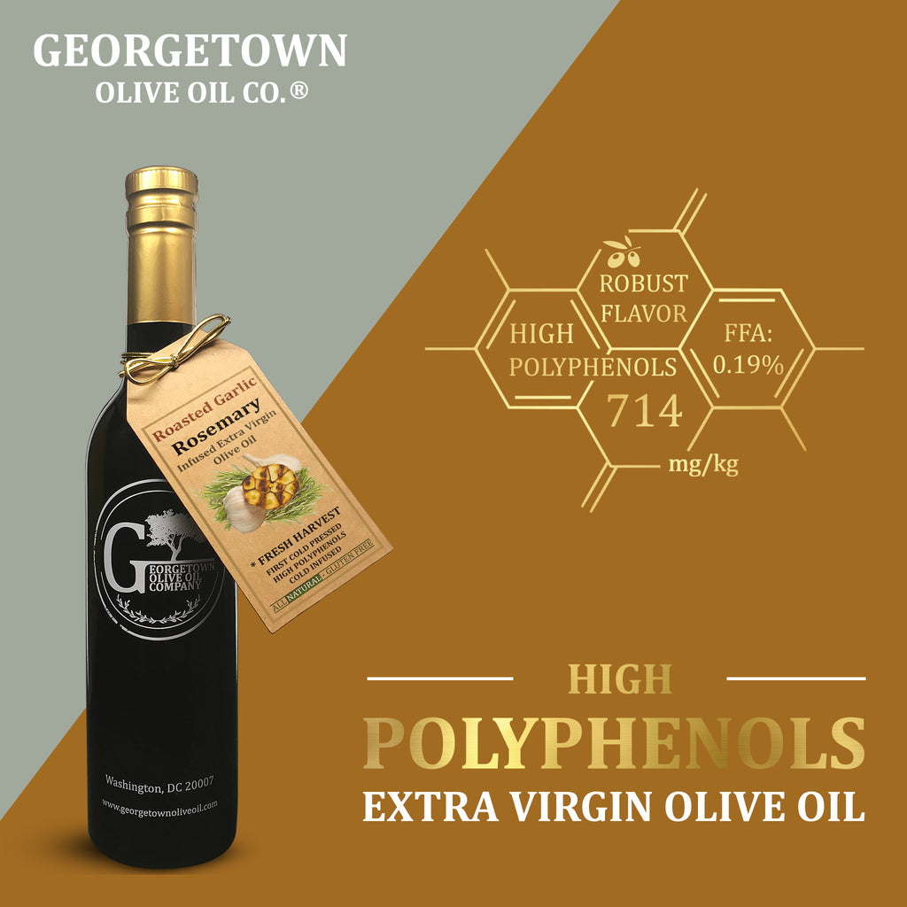 ROASTED GARLIC ROSEMARY Infused High Polyphenols Extra Virgin Olive Oil Georgetown Olive Oil Co.